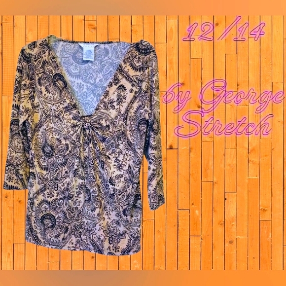 Tan & Black Patterned Top